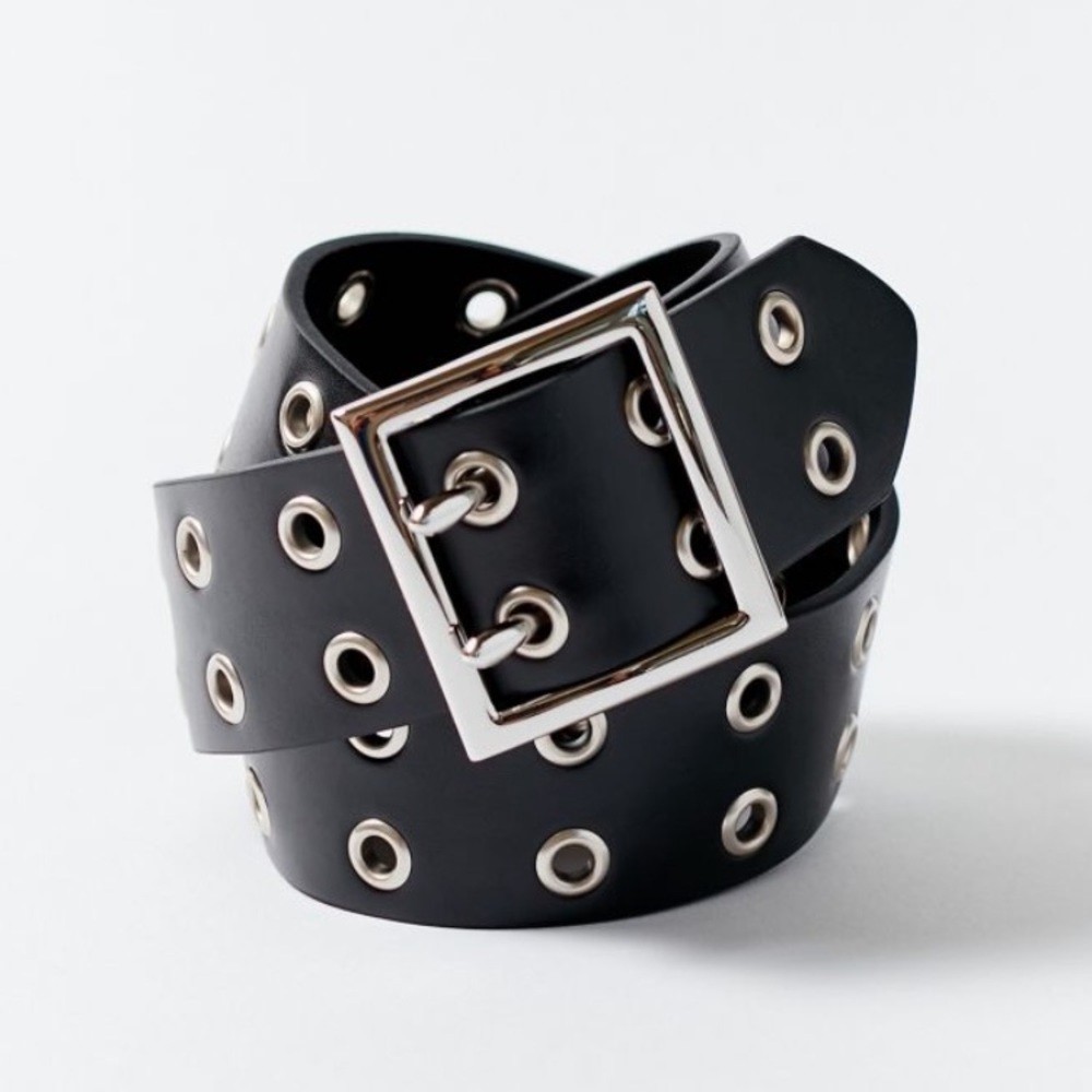 Square double prong black Belt